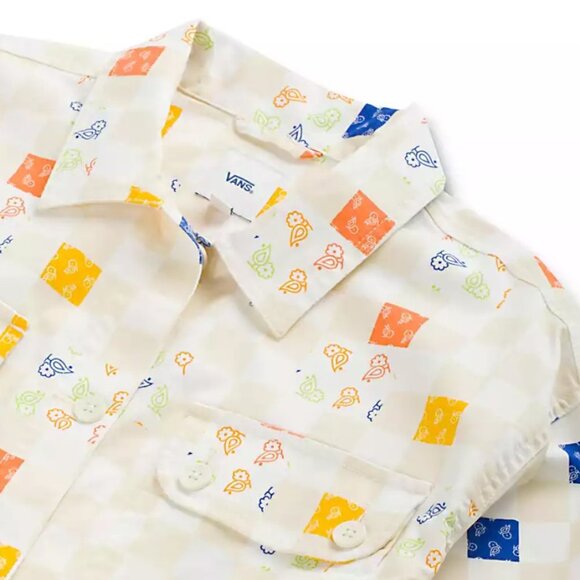 VANS NWT Anaheim Paisley Check Long Sleeve Buttondown Top - Picture 2 of 8